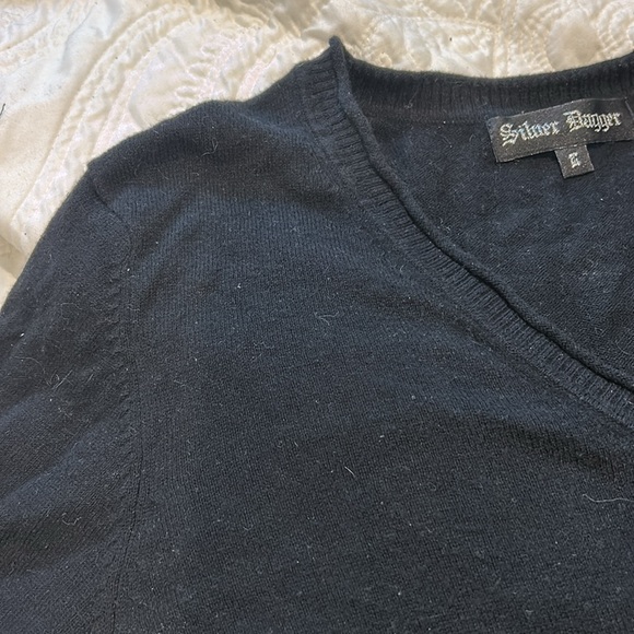 Crystallized Design Cotton/Cashmere Black Sweater-Large - Picture 9 of 9